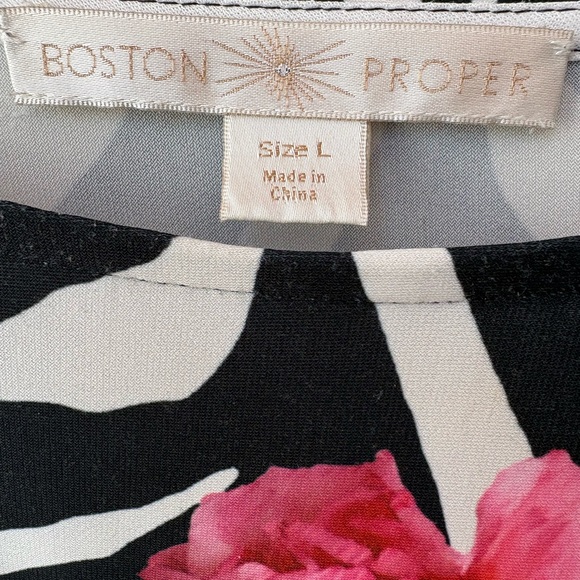 Boston Proper Black and White Zebra Top with Pink Floral Design - Picture 8 of 9